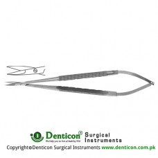 Micro Suture Cutting Scissor Round Handle- One Serrated Cutting Edge - Straight Stainless Steel, 18 cm - 7"